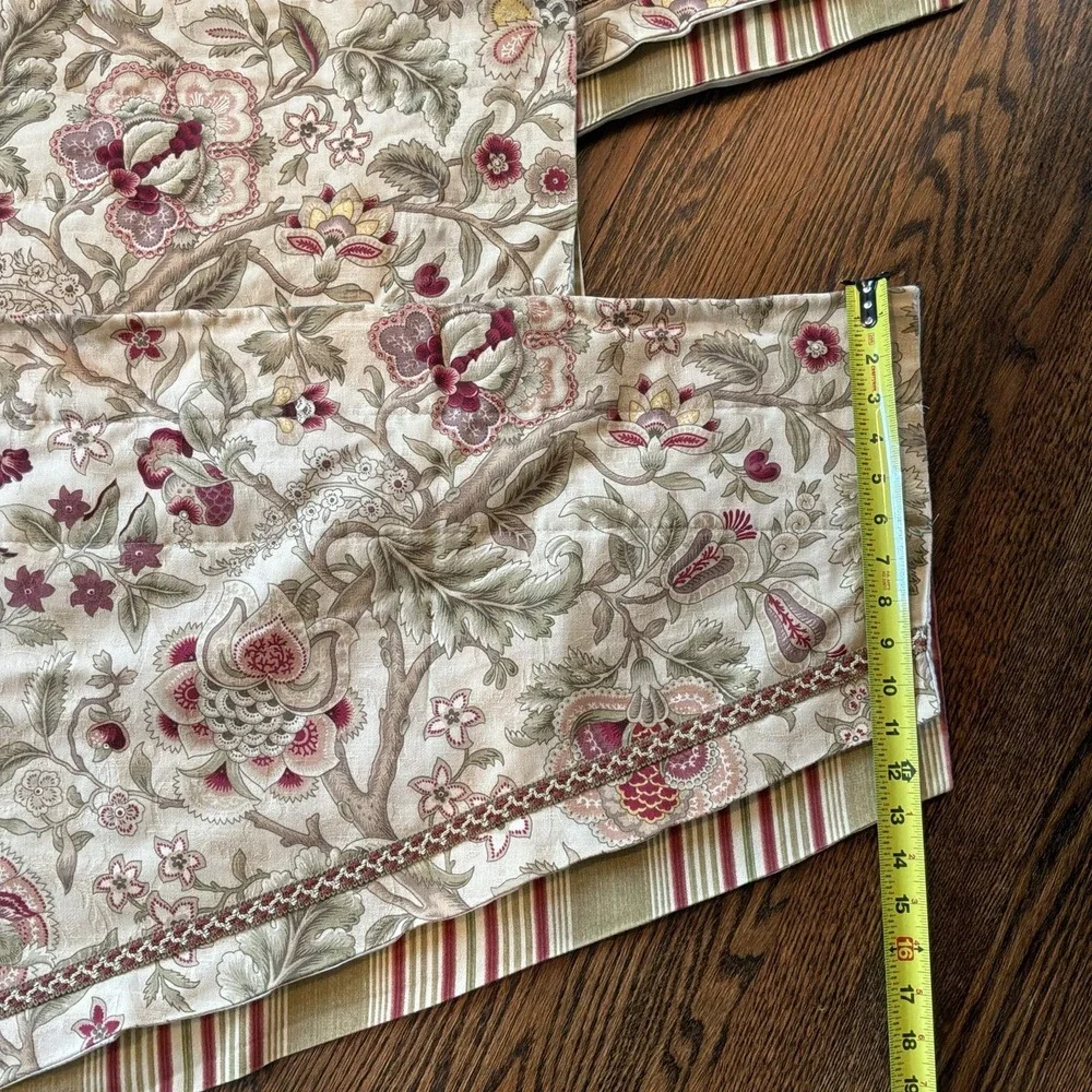 Set 4 Waverly Imperial Dress Antique Jacobean Floral Striped Valance 49
